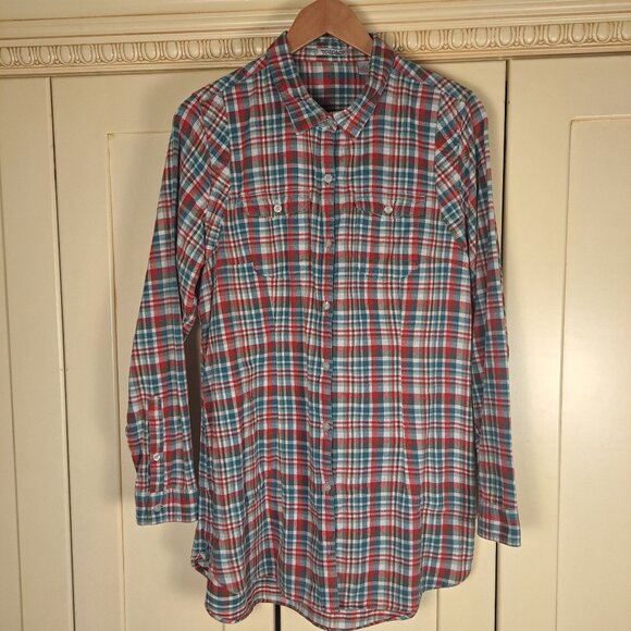 Toad & Co Women's Lightfoot Tunic Organic Cotton Flannel Button Down Sz Large - Picture 1 of 12